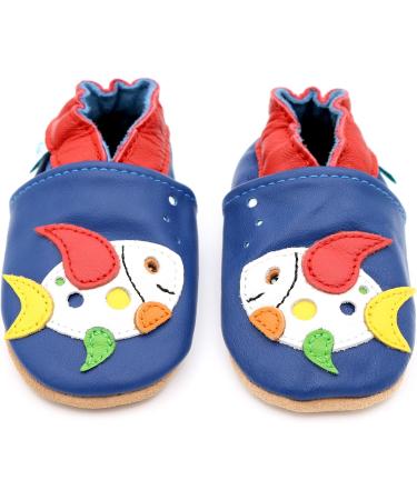 Dotty Fish Soft Leather Baby Shoes for Boys | Non Slip Toddler Shoes with Animal Designs | 3-4 Years | Multicoloured Fish - Buy Online on GoSupps.com