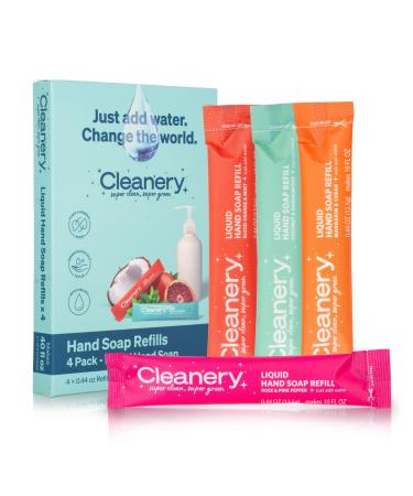 Cleanery Moisturizing Hand Soap Refill Powder Concentrate 4 Refill Pack Variety Scent Each Refill Makes 10 fl oz Each
