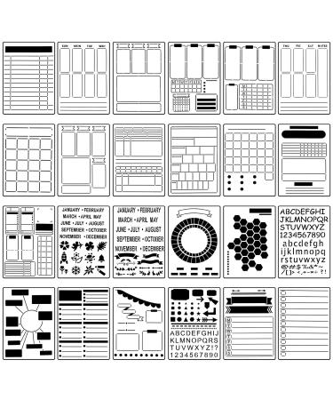 24 Pieces Journal Stencil Set Plastic Planner Bullet Journaling Stencils Ultimate Productivity Stencil DIY Templates to Create Calendars Schedule for A5 Journal Scrapbooking Notebook (Classic Style) - Buy Online on GoSupps.com