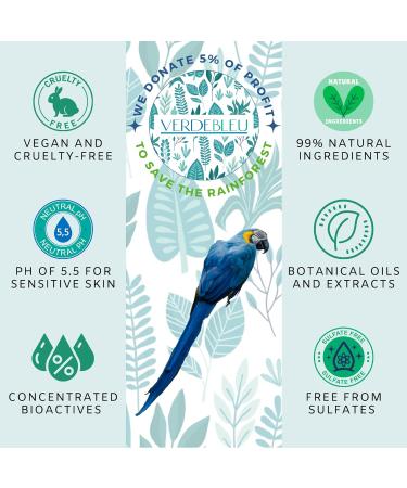 Verdebleu - 99% Natural - Purifying Face Wash - Rhassoul Rosemary Frankincense Geranium. No Sulfates/Parabens No Soap. pH 5.5 Sensitive Skin. We Donate 5% of Profit to Save the Rainforest. 250ml - Buy Online on GoSupps.com