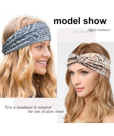 Kavya Wide Boho Headbands for Women - 6 Pack Multicoloured Hair Bands for Yoga & Sports - Buy Online on GoSupps.com