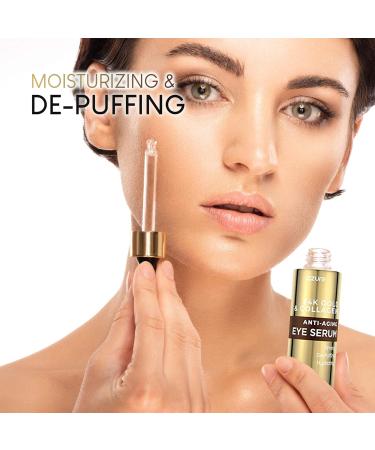 AZURE 24K Gold & Collagen Anti Aging Eye Serum - Firming, De-Puffing & Hydrating | Reduce Wrinkles, Fine Lines & Eye Bags | Minimize Signs of Aging - 60mL - Buy Online on GoSupps.com