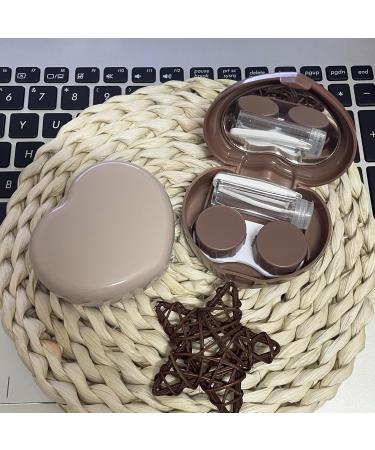 Howinn Heart-Shaped Contact Lens Case | Travel Kit with Mirror Tweezers & Solution | 2-Piece Beige & Light Brown Set for Everyday Use - Buy Online on GoSupps.com