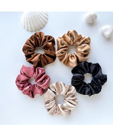Silvr Bear Luxury Satin Scrunchies SAME 10 COLORS AS PIC Anti-Hair-Breakage Hair Ties Scrunchies Set for Girls Women Best gift for Sister Friend Mom (Earthy Shades) - Buy Online on GoSupps.com