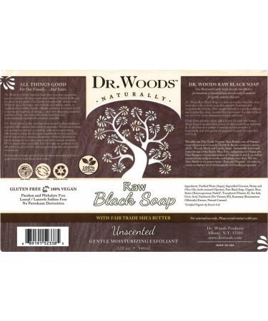 Dr. Woods Raw Black Unscented Soap - Organic Shea Butter, 32oz Moisturizer - Buy Online on GoSupps.com