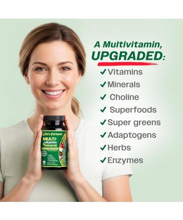 Life's Fortune Multivitamin & Mineral Supplement Daily Natural Energy Source for Men & Women with Superfood Greens Amino Acids Enzymes High Potency Vitamin A C D E B12 180 Tab - Buy Online on GoSupps.com