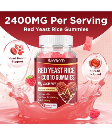 2 Pack Red Yeast Rice with CoQ10 Gummies Red Yeast Rice Supplement with Coenzyme Q10 for Overall Well-Being & Vitality Sugar Free Vegan Raspberry Flavor 120 Count 60 Count (Pack of 2) - Buy Online on GoSupps.com