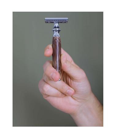 Wowe Double Edge Safety Razor with Bamboo Handle - 1 Razor & 5 Blades for Eco-Friendly Shaving - Buy Online on GoSupps.com