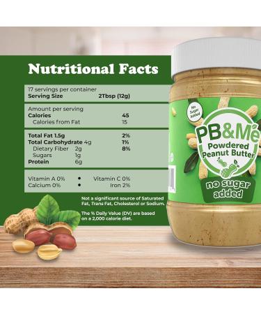 PB&Me Sugar Free Peanut Butter Powder - Powdered Peanut Butter No Sugar for Low Calorie Snacks & Powdered Peanut Butter - Original Peanut Butter Powder Peanut Powder for Smoothies - Buy Online on GoSupps.com