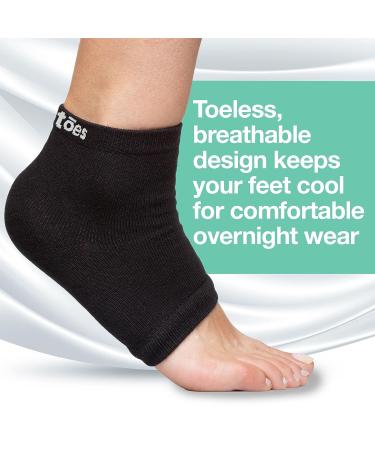 ZenToes Moisturizing Heel Socks - 2 Pairs Gel Lined Toeless Spa Socks for Dry Cracked Heels - Gray/Black - Buy Online on GoSupps.com
