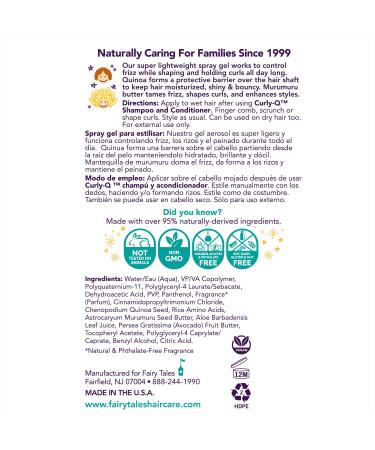 Fairy Tales Curly Q Kids Styling Spray Gel - 8 oz | Paraben Sulfate Gluten & Nut Free - Perfect for All Curls & Multi-Cultural Hair - Buy Online on GoSupps.com
