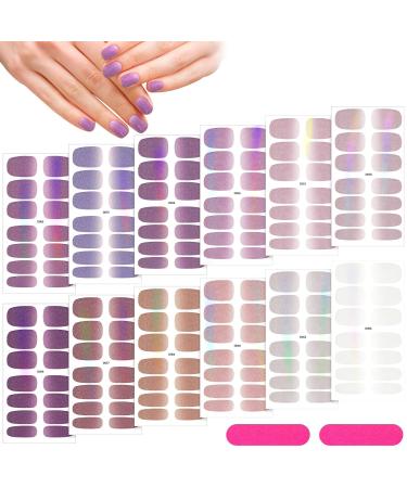 12 Sheets Glitter Solid Color Nail Wraps Nail Polish Stickers Adhesive Nail Polish Wraps Nail Stickers Full Nail Wraps Stick On Nail Strips with 2 Pieces Nail Files for Women Gel Polish Nail - Buy Online on GoSupps.com