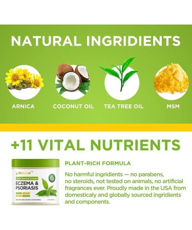 WELLUTION Natural Eczema and Psoriasis Cream - Intensive All-in-1 Treatment for Skin Irritations - Made in USA - Buy Online on GoSupps.com