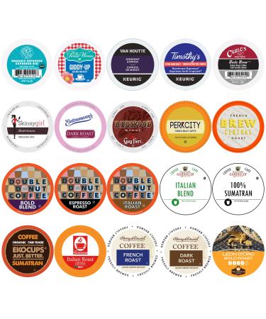 Perfect Samplers Dark Roast Coffee Pods Variety Pack, Dark Roast Coffee Pods for Keurig K Cups Machines, Coffee Sampler 20 Count