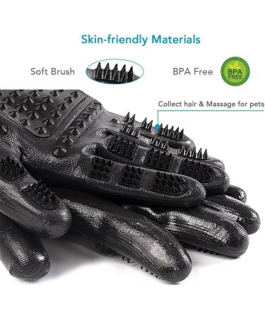 Bestbuy Pet Grooming Gloves - Improved Five Finger Design Rubber Glove Gentle Deshedding Brushes for Cats Dogs and Horses (Black) - Buy Online on GoSupps.com
