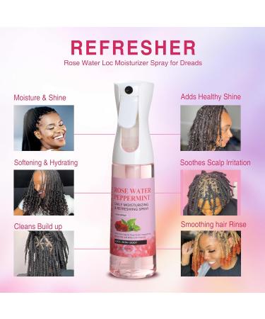 Rose Water and Peppermint Hair Scalp Moisturizing Spray with Castor Oil - For Natural Loc Care and Dreadlock Maintenance (10 oz) 10 Fl Oz (Pack of 1) - Buy Online on GoSupps.com