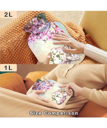 Naanle Hot Water Bottle with Cherry Blossom Cat Cover - 2L for Back Pain Relief Hand & Foot Warmer Neck Comfort & Cold Therapy - Buy Online on GoSupps.com