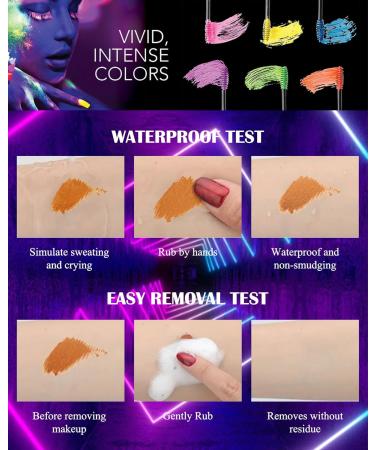 UV Glow Colored Mascara Volume and Length-1 Pcs Orange Waterproof Mascara for Eyelashes Fast Dry Curling Non Clumping Mascara Long Lasting Smudgeproof for Halloween Party Stage Use Clubbing Makeup-03 03#Orange - Buy Online on GoSupps.com