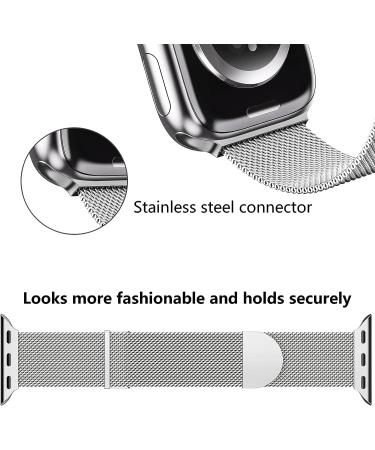 2 Pack Metal Magnetic Band Compatible with Apple Watch Bands 38mm 40mm 41mm 42mm 44mm 45mm for Women Men Milanese Loop Stainless Steel Mesh Adjustable Strap Wristband for iWatch Series 8 7 6 5 4 3 SE Silver/Black 38/40/41 mm - Buy Online on GoSupps.com