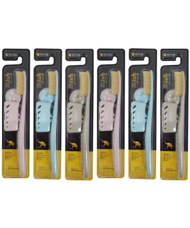 Samjung Wangta Soft Toothbrush 6 Pack (Gold) Best Manual Toothbrush for Maximum Efficient Cleaning and Sensitive Gums and Teeth