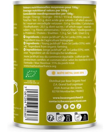 Jackfruit Organic in Pieces Cooking 430g - 220g Drained | No Additives | Non-GMO | Fair Trade Vegan | Vegetarian | Vegan | Sr - Buy Online on GoSupps.com