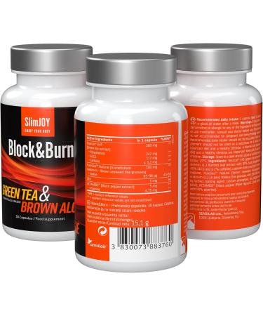 Slimjoy Block & Burn - Double Fat Burning Capsules with Green Tea Extract & Brown Sea Algae | 90 Day Supply - Buy Online on GoSupps.com