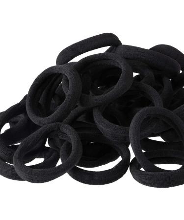 100 Pieces Seamless Cotton Hair Ties for Thick Hair - Elastic Ponytail Holders & Headbands - No Kinking Hair Accessories (Black) - Buy Online on GoSupps.com