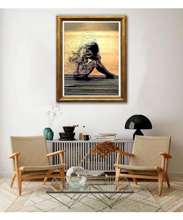 Jungobiu 5D Diamond Painting Kit - Lonely Sad Woman Sunset Beauty | Full Round Drill Crystal Rhinestone Embroidery for Home Wall Decor 12x16inch - Buy Online on GoSupps.com