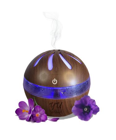 YOUNEET aroma diffuse humidifier 300 ml for essential fragrance oils wood look black dark LED 7 colors adjustable for yoga office spa bedroom as a gift for mom girlfriend etc.