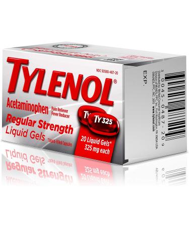 Tylenol Regular Strength Liquid Gels 325mg Acetaminophen Pain Reliever - 20 ct - Buy Online on GoSupps.com