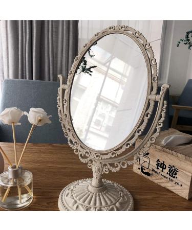 Beaupretty Vintage Oval Desktop Makeup Mirror with Stand - Swivel Double Sided Vanity Cosmetic Mirror - Buy Online on GoSupps.com