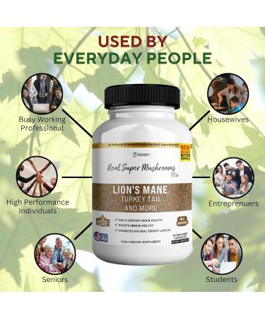 Lions Mane Mushroom Cognition Capsules (60 Capsules) Lions Mane Mushroom Powder Extract Capsules | Brain Supplement Brain Vitamins Focus Supplement (1) - Buy Online on GoSupps.com