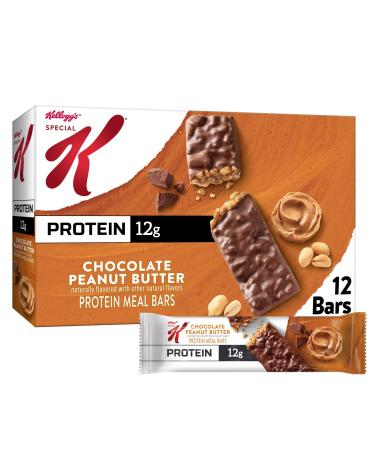 Special K Protein Bars 12g Protein Snacks Meal Replacement Value Size Chocolate Peanut Butter 19oz Box (12 Bars)