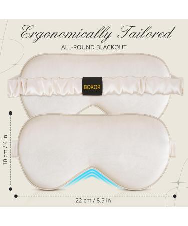 BOKOR Adjustable Silk Sleep Eye Mask - Luxury Mulberry Silk FSA/HSA Approved Light-Blocking Improve Sleep Quality Gift Ready with Travel Bag - Champagne - Buy Online on GoSupps.com