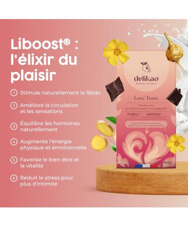 DELIKAO Tablette chocolat LOVE TONIC Chocolat noir Caramel et gingembre Zinc Maca - Liboost Fabriqu en France (3 tablettes) - Buy Online on GoSupps.com