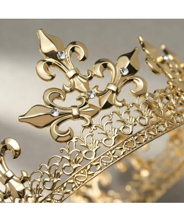 SWEETV Gold King Crown for Men - Royal Prince Tiara Headpiece for Prom, Halloween & Medieval Costumes - Buy Online on GoSupps.com