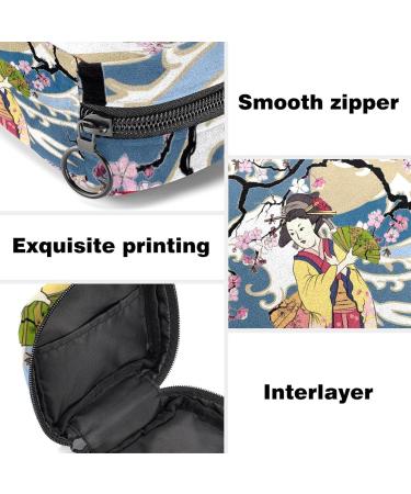 Stylish Menstruation Pad Bag with Zipper | Women's Napkin & Tampon Collection | Cherry Blossom Kimono Design - Buy Online on GoSupps.com