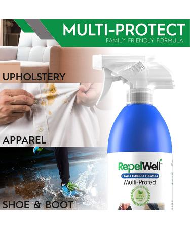 RepelWell Multi-Protect Stain & Water Repellent (12oz) Eco-Friendly  Pet-Safe Spray Keeps Your Belongings Clean  Dry and Looking Like New  Protects Fabric  Upholstery  Leather  Footwear & More Multi Protect 12oz - Buy Online on GoSupps.com