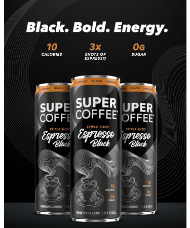 Buy SUPER COFFEE Espresso - Iced Keto Coffee (0g Sugar 10 Calories) | 12 Pack Cold Brew Soy-Free & Gluten-Free Triple Shot (11 Fl Oz - Buy Online on GoSupps.com