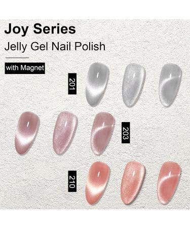 Jutqut Cat Eye Gel Nail Polish 15ml Magnetic Gel Nail Polish Jelly Pink Cat Eye Nail Polish with Magnet Soak Holographic Gel Nail Polish Nail Art Manicure Salon DIY Home by UV/LED Lamp #210 - Buy Online on GoSupps.com