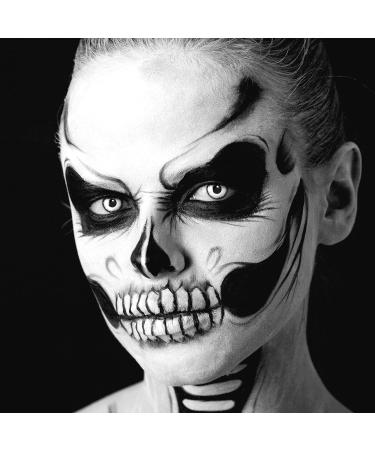 Buy Top Quality White Black Lunatic Vampire Colored Contact Lenses - Perfect for Halloween Mardi Gras & Carnival | Free Lens Container - Prescription -1.50 Diopters - Buy Online on GoSupps.com