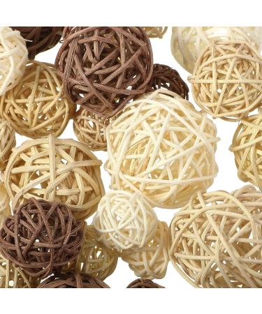 Wicker Rattan Balls Decorative Orbs for Centerpiece Vase Fillers - 36 Pcs in 4 Sizes (White, Wood Color, Light Tan, Coffee) - Ideal for Spring, Summer Craft, Wedding, Party Decor - Buy Online on GoSupps.com
