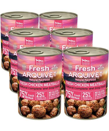 ARQUIVET Fresh Chicken Meatballs - Chicken Meatballs with Carrots and Peas - Pack of 6 units X 400g - Complete Food for All Types of Dog Breeds - Buy Online on GoSupps.com