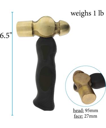 Beadsmith Brass Ergo Hammer - 5-inch Handle, 1LB Weighted Head - 27mm Face - Metal Stamping, Jewelry Making, Wood & Leather Smithing - Buy Online on GoSupps.com