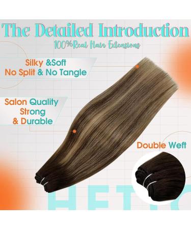 Hetto Balayage Extensions | Real Hair Remy Tresses - Chocolate Brown to Caramel Blonde #4/27/4 | 100g 45cm Ombre Hair Extensions - Buy Online on GoSupps.com