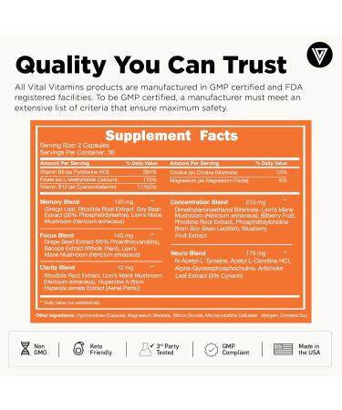 Vital Vitamins Brain Booster Plus 60 ct + Creatine Capsules 120 ct - Buy Online on GoSupps.com