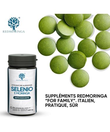 Vegan Selenium and Moringa Organic 150 Tablets 100 g | Useful Supplement for Immune Benefits Thyroid Hair Nails atogenesis | Made in Italy RedMoringa (150) - Buy Online on GoSupps.com