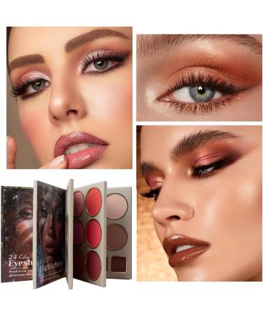  Luckxing Face Palette Matte Powder Iridescente Blush Highlighter Contour Palette and Blush Powder Booklet For Women Girls Birthday Christmas Wedding Party Meeting Shopping Holiday - Buy Online on GoSupps.com