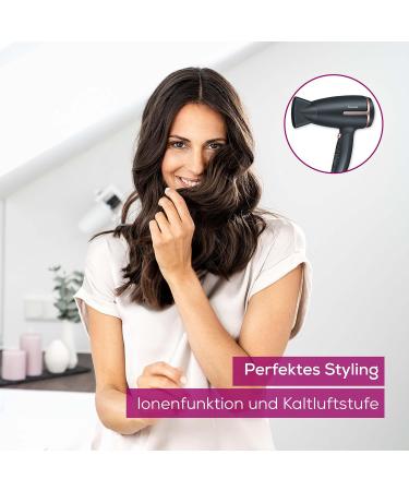 Beurer HC 25 Travel Hair Dryer - Compact Foldable 1600W with Ion Function Dual Voltage (110-240V) - Lightweight & Stylish Black/Ros  - Buy Online on GoSupps.com