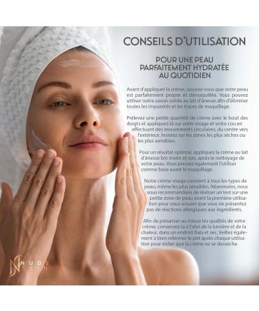 Nude Skin - Moisturizing Face Cream 20% Fresh and Organic Donkey Milk 50 ml | All skin types | Ideal for treating acne eczema psoriasis problems | Made in France - Buy Online on GoSupps.com